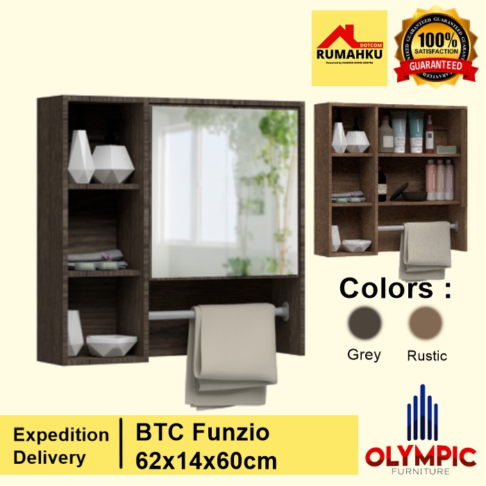 RAK KACA GANTUNG - LEMARI GANTUNG KACA - RAK KACA KAMAR MANDI - BTC FUNZIO - OLYMPIC