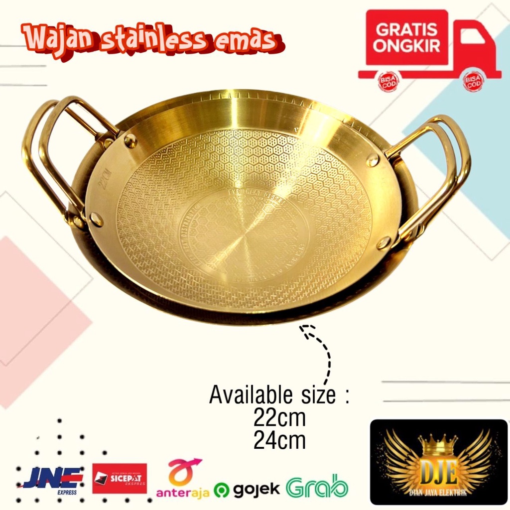 Wajan stainless emas wajan kuali saji multipurpose gold pot  22cm 24cm