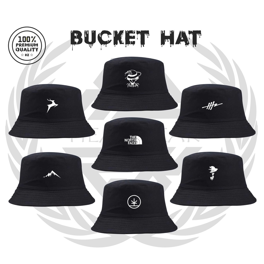 Jual Topi Bucket Pria Wanita Sablon Premium Bucket Hat Bolak Balik