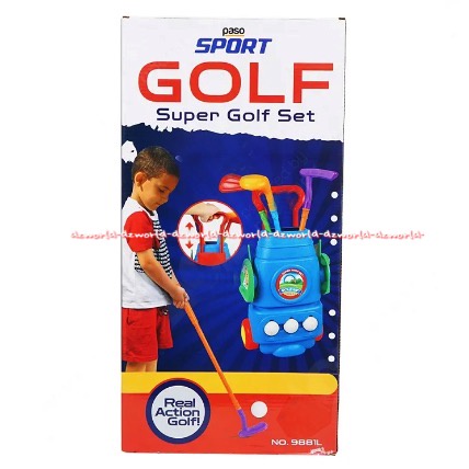 Paso Super Golf Set Real Action Golf Mainan Anak Anak Golof Mainan Dengan Tas Pakai Roda Stick Golf 