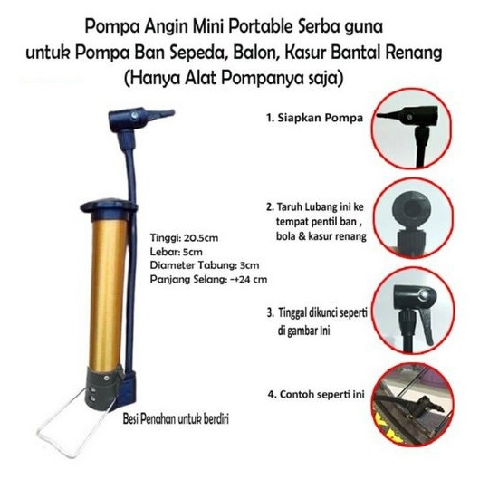 Pompa Ban Mini Portabel Serbaguna Simpel Mudah Dibawa Injak Tangan Hidrolis Pomfa Angin Mini Bola Pompa Sepeda Speda Motor Kolam Kasur Mainan ART33