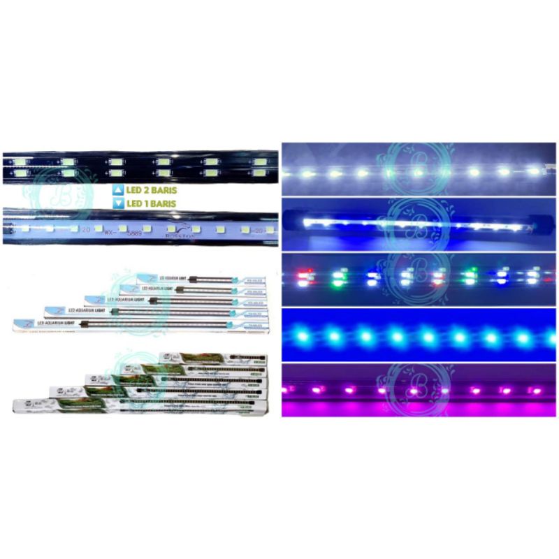 Rosston T4 60 cm Z60 Tank 60-70 cm 10 Watt Putih Biru RGB Lampu LED Celup 60cm Aquarium Aquascape