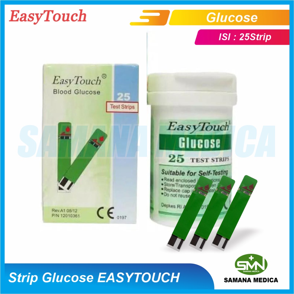 Easytouch Strip Glukosa Tes Gula Darah isi 25 pcs Refill Stik Easy Touch GCU 3 in 1 Dengan Chip FREE PAKING KARTON