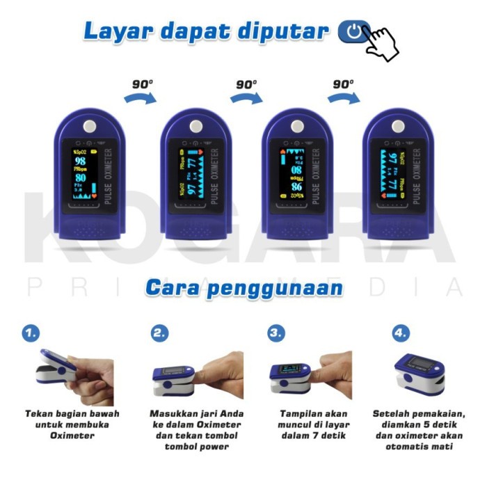 oximeter pulse fingertip oxymeter led ukur kadar oksigen detak jantung