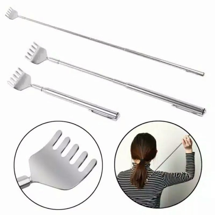 Alat Penggaruk Punggung Stainless Steel Scratch Scratching Itch Back Garuk Telescopic Tongkat Garukan Panjang KUAT