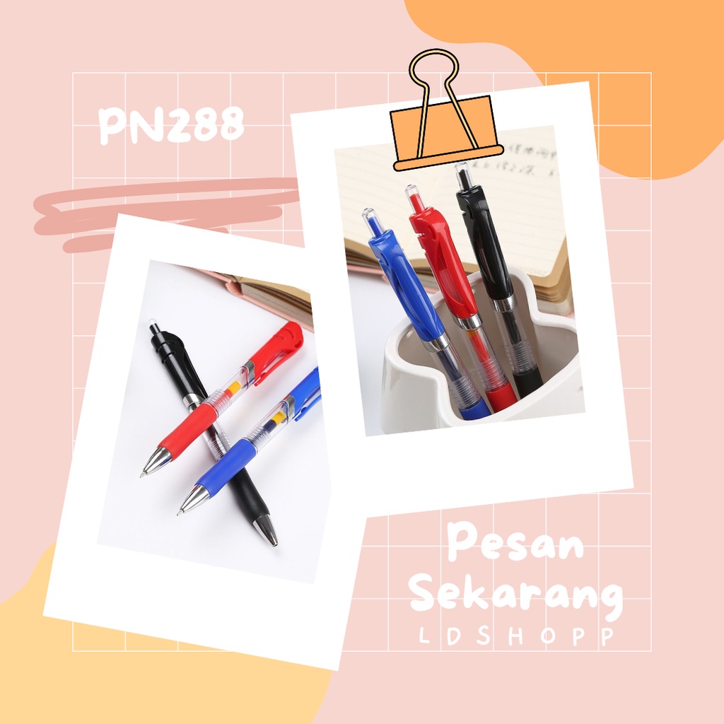 LDS PN288 Pulpen Gel 0.5 Mm / Pulpen Pencet / Pulpen Mekanik Pencet / Alat Tulis / Perlengkapan Sekolah