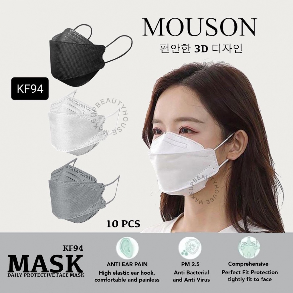 JM MASKER KF94 IMPOR KOREA 4PLY MOUSON WARNA ISI 10PCS / MASKER MOUSON KF 94