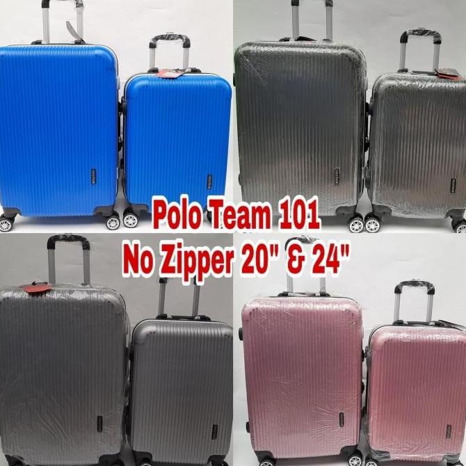 Murah/ Koper No Zipper Set Polo Team 20 + 24 Inch/Tanpa Resleting Karinakeystore