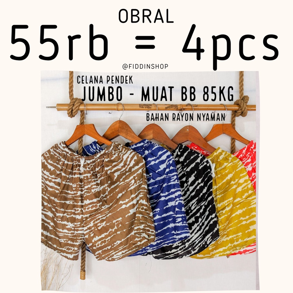 OBRAL! 55rb dapat 4pcs Celana Pendek Jumbo Wanita Santai Pantai Celana Tidur Hotpants Shorts Pants Hot Pants Celpen Big Size bb 60 70 80 kg Dailywear Homewear Tiedye Santai Bawahan Wanita Pria Cewek Cowok Katun Mini