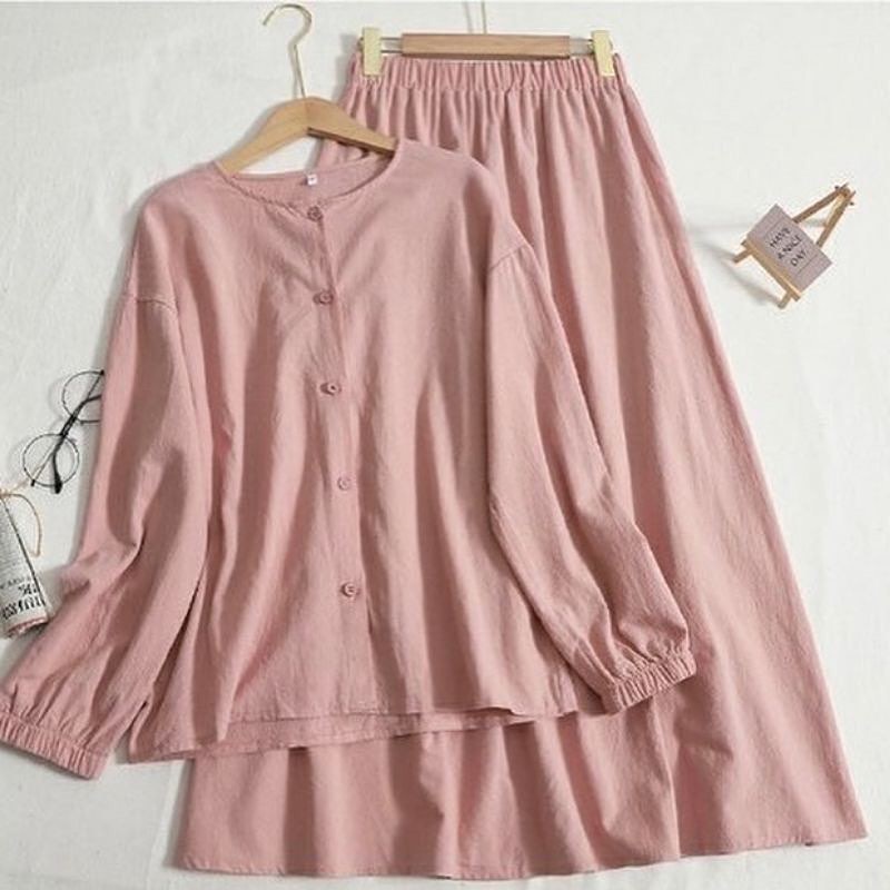 Diskon Terbaru Brosi Set Bahan Airflow Crinkle Setelan Wanita Remaja Terbaru Polos Atasan dan Rok Sa