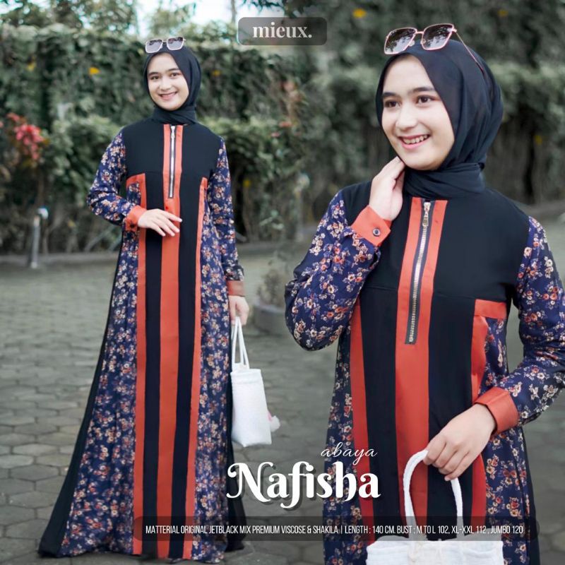 NAFISHA ABAYA DRESS JETBLACK KOMBINASI BY MIEUX