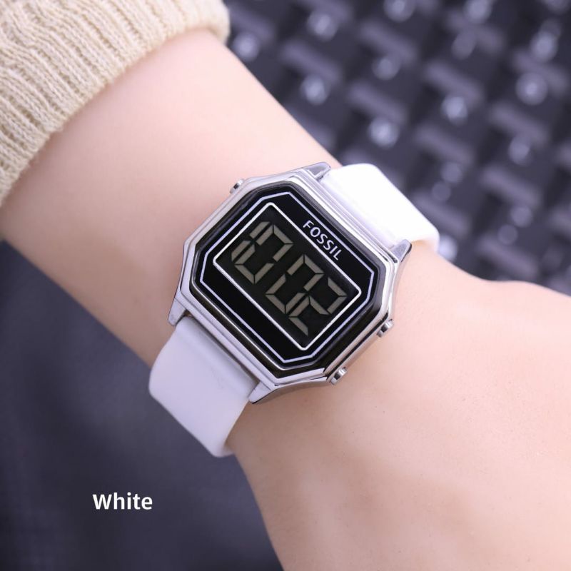 Jam Tangan Fosl Wanita Led Rubber Jam Tangan Terlaris Anti Air