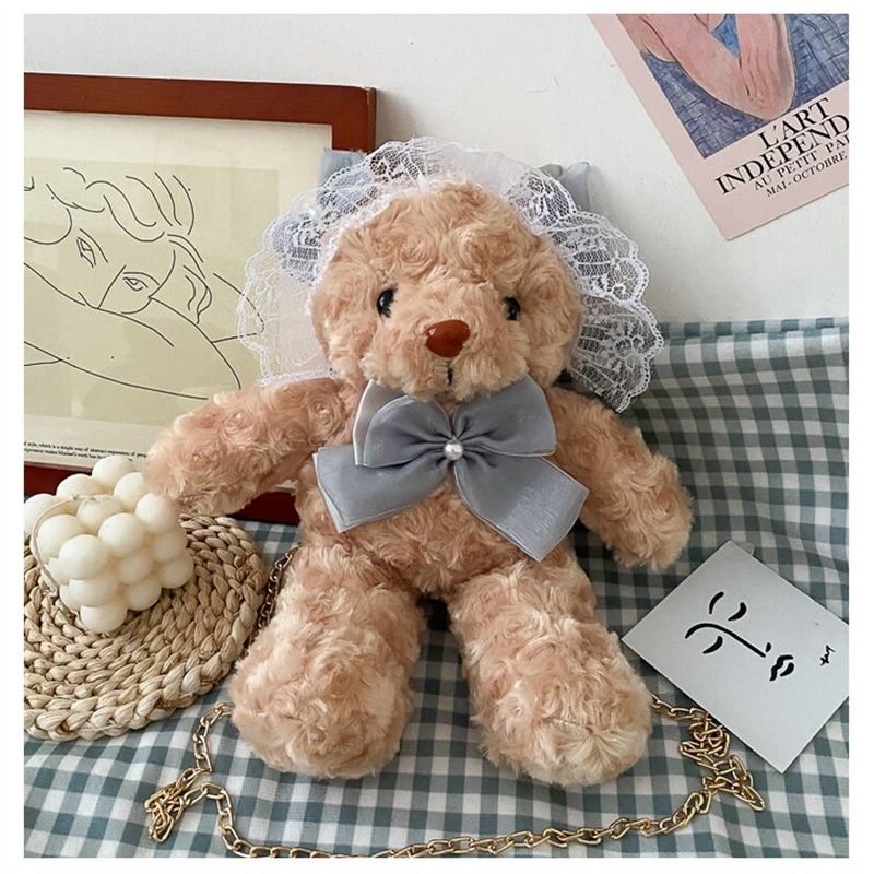 Tas Selempang Wanita Boneka Beruang Tedy Bear Rantai Vita Real Pict