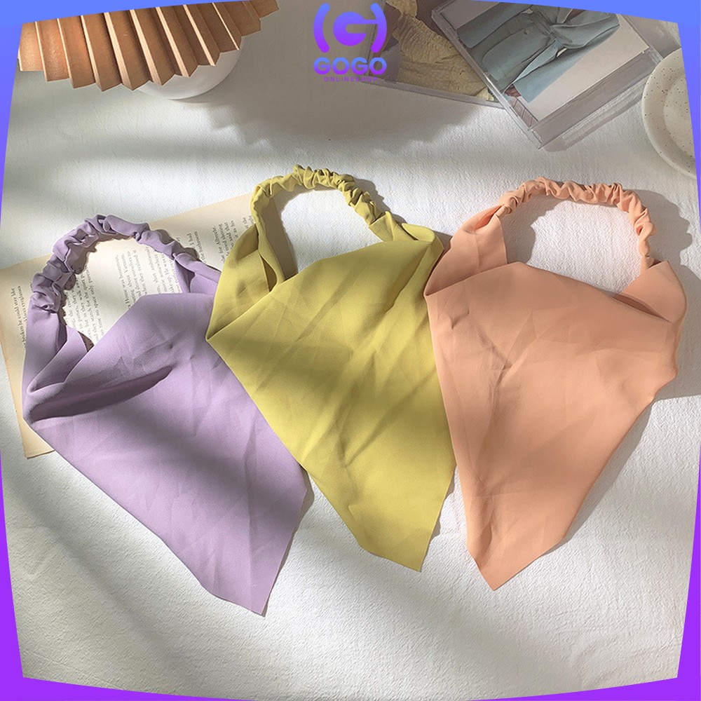 GOGO-C511 Bandana Segitiga Bahan Satin Korean Style / Headband Wanita Katun Motif Polos / Triangle Woman Scraf