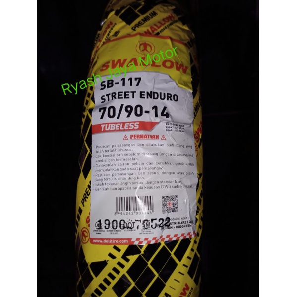 Ban Swallow Tubeless Katana/Viper/Urban grip/Sea Hawk for beat/Vario/Scoopy/Spacy/Fino/Mio M3/Mio Gear/Smile/X-Ride/Xeon/rc/soul GT/Mio j/Mio S/Mio Z/Vario lama/125/150/Beat esp/pop/street/F1/karbu/Spacy F1/karbu/Fino/Genio/Beat new 2020/