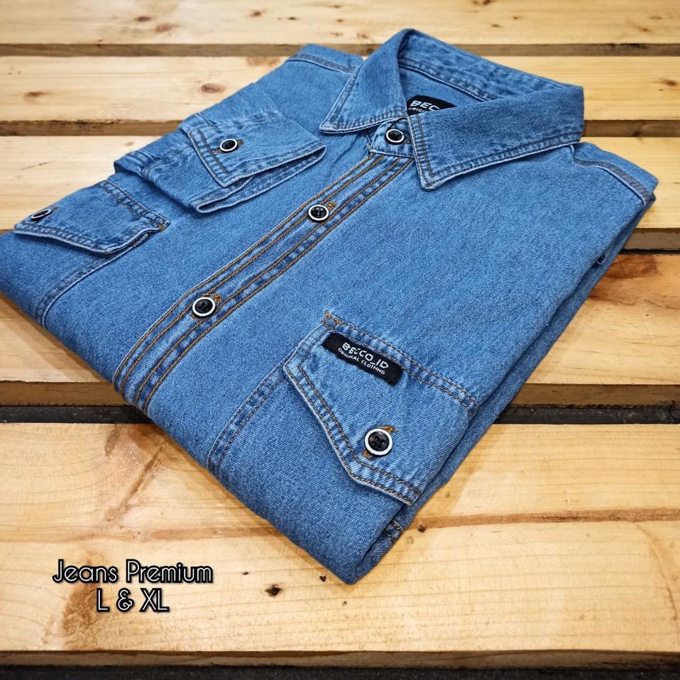 Terpercaya Produk unggulan kemeja jeans pria lengan panjang kemeja Levis lengan panjang Baju kemeja 