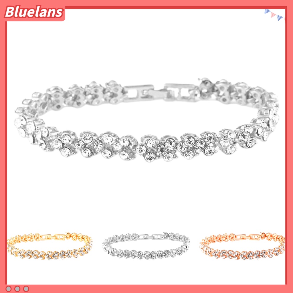 Bluelans Gelang Bentuk Hati Bahan Alloy Aksen Berlian Imitasi Untuk Pengantin