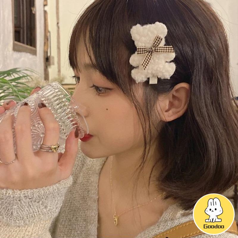 Plush Bear Jepit Rambut Lucu Sisi Klip Aksesoris Rambut Jepit Rambut -Doo