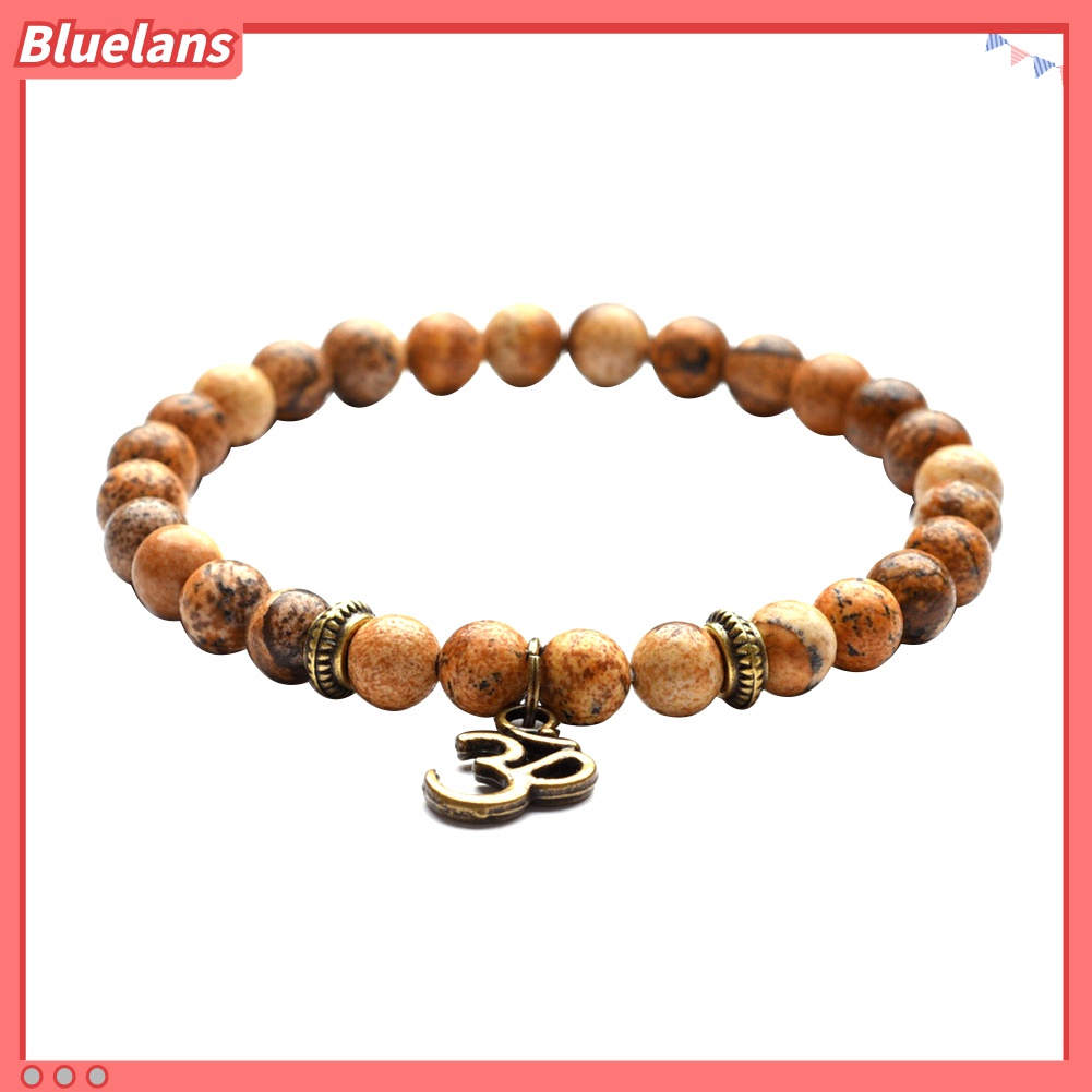 2pcs / Set Gelang Liontin Manik-Manik Kepala Buddha Gaya Vintage Untuk Unisex