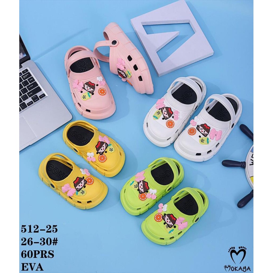 Sandal Crocs Let Bakpao Kodok Anak Cewek Mainan Jibbitz Boba Girl Platform Tebal Super Empuk Pretty Cute Kekinian Import Mokaya / Size 26-30 (512-25)