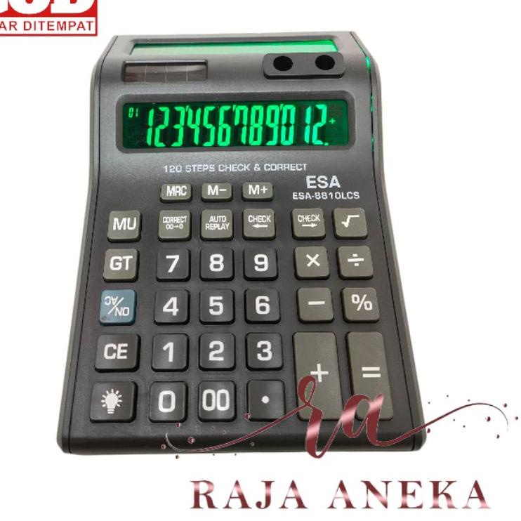 

Special - Kalkulator Layar Lcd Led menyala Calculator Besar Esa 8810 12 digit cek ulang 2 layar bolak balik .. ..