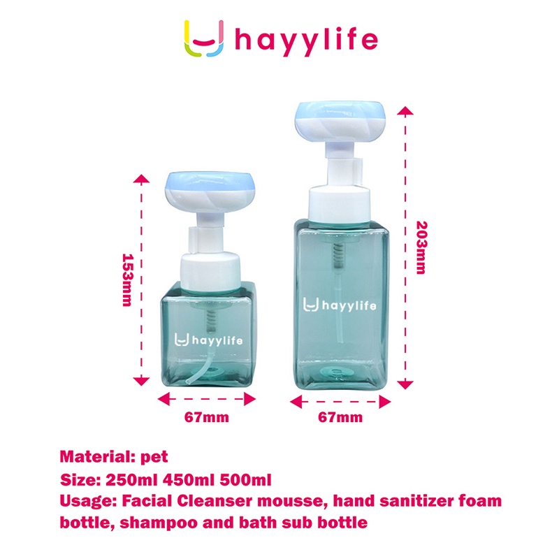 SOOKA Flower Press Bottle-250ml Square PET Bunga Bentuk Botol Busa Press Bunga Pembersih Tangan Botol Makeup Sub-pembotolan HL-AGB747