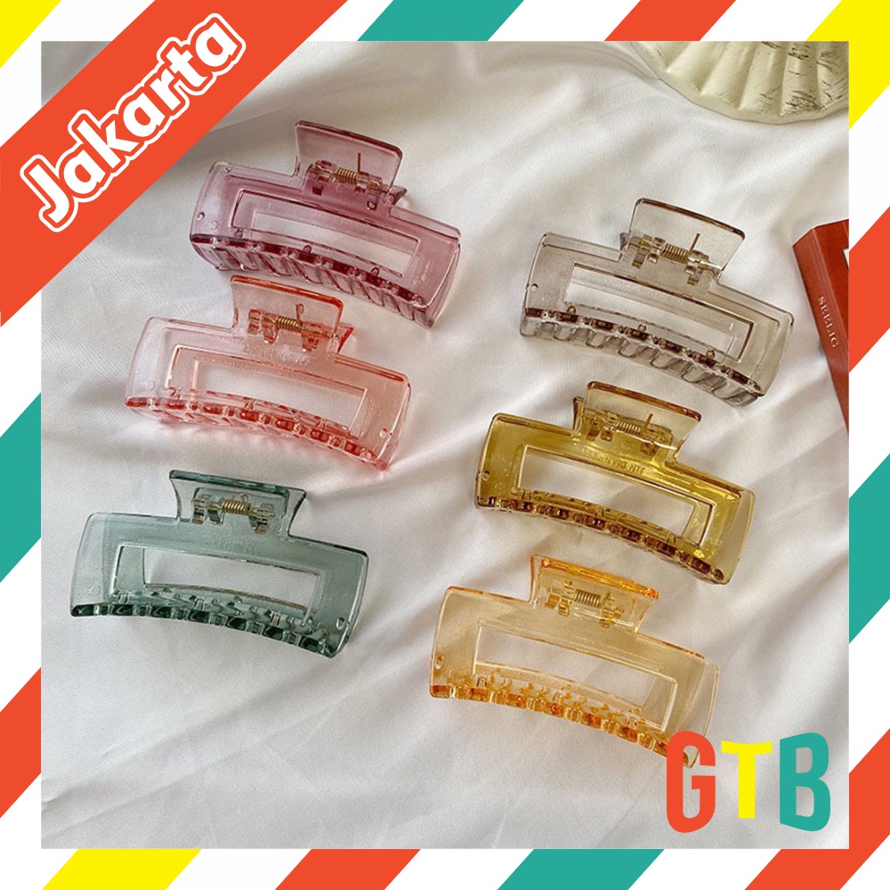 ❤GTB❤ Jedai Kotak Bolong 8.5cm Tranasparan Model Baru Jepit Rambut Salon Bentuk Balok Transparan Hair Claw Clips A070