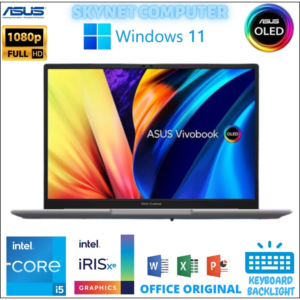 ASUS VIVOBOOK S14 OLED K3402ZA INTEL CORE i5 12500H RAM16GB SSD512GB INTEL IRIS 2.8K WINDOWS 11 DAN OHS 2021 ORIGINAL