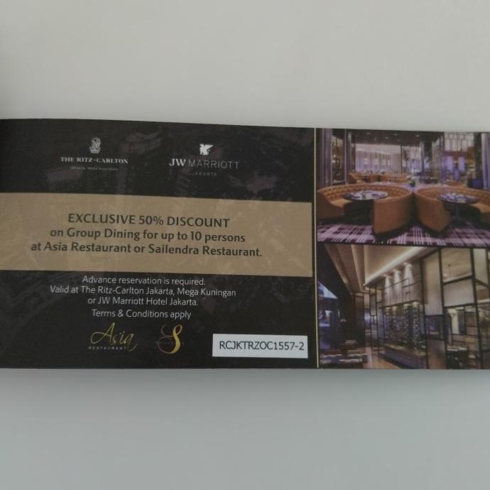 Jual Voucher Diskon 50% Ayce Buffet Di Ritz Carlton /Jw Marriott