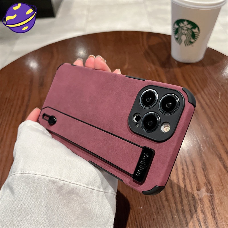 Soft Case Bahan Kulit Domba Dengan Wristband Untuk iPhone 13 12 11 Pro X XS Max XR 7 8 Plus SE2020