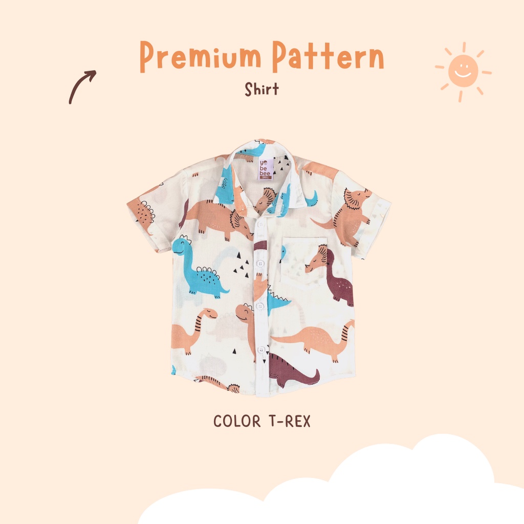 Yobebee Kemeja Rayon Premium Pattern Tangan Pendek Anak Laki Laki Usia 2 4 6 8 Tahun Baju Atasan Kids Motif Karakter Boy Shirt Model Casual Santai Kemeja Kerah Anak Cowok