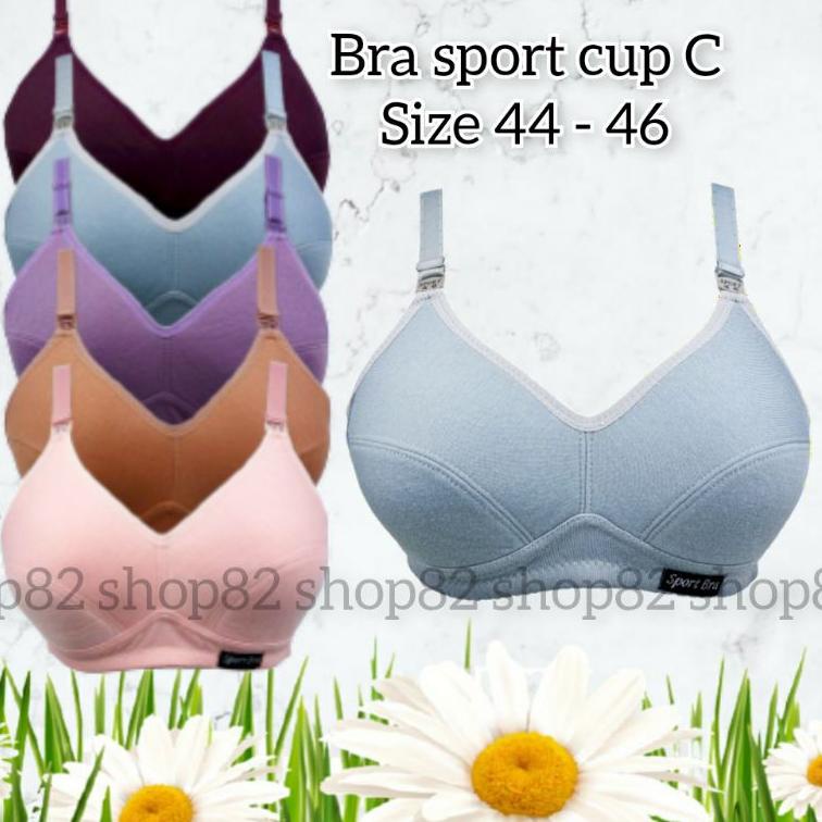 STD.22Oc22r ‑ Bra sport bra BH wanita perempuan dewasa jumbo big size cup besar ukuran 44 46 polos m