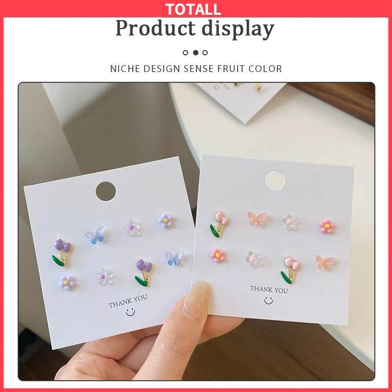 COD Anting Set Perhiasan Anting-anting Kupu-kupu Bunga Berwarna-Warni-Totall