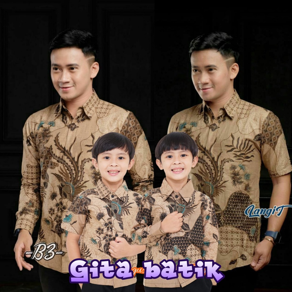 BAJU BATIK COUPLE AYAH DAN ANAK MOTIF SEKAR JAGAT,BAJU BATIK PRIA BIG SIZE JUMBO,BATIK ANAK COWOK,BAJU BATIK COUPLE KELUARGA