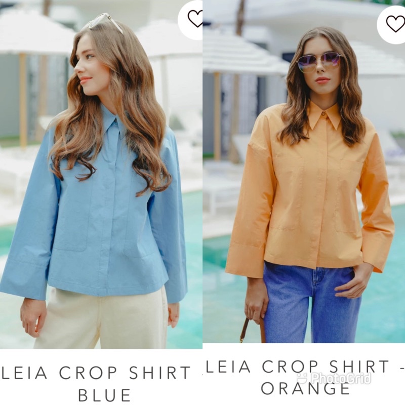 Leia Crop Shirt - Orange Blue Benang jarum benangjarum S M L XL buttonscarves nada series voal fis f