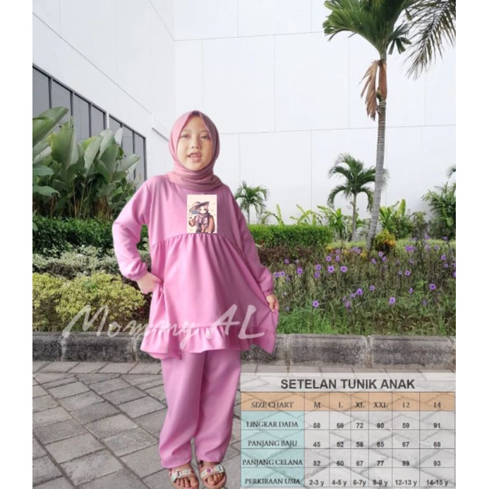 [MOMMY AL]SET PAKAIAN MUSLIM ANAK PEREMPUAN MODEL TUNIK  2-15 TAHUN/STELAN ANAK USIA TANGGUNG