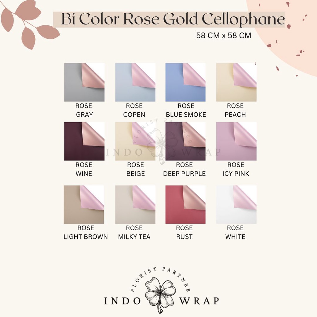 

[20 LEMBAR] KERTAS FLOWER WRAPPING BI COLOR ROSEGOLD CELLOPHANE KERTAS BUKET BUNGA HAND BOUQUET