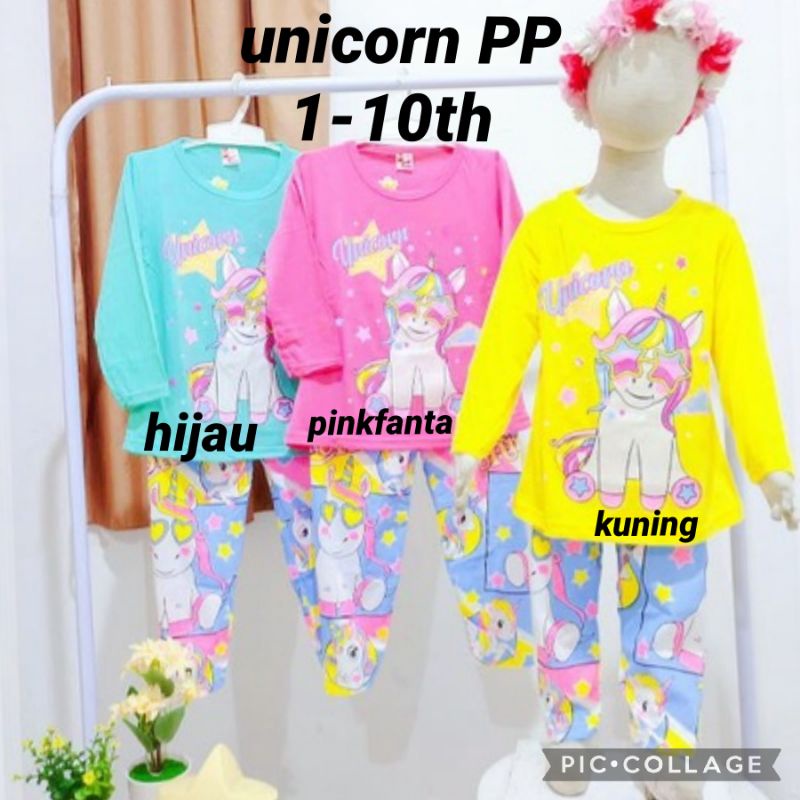 BAJU ANAK PEREMPUAN UNICORN PANJANG/SETELAN PIYAMA UNICORN/BAJU ANAK UNICORN