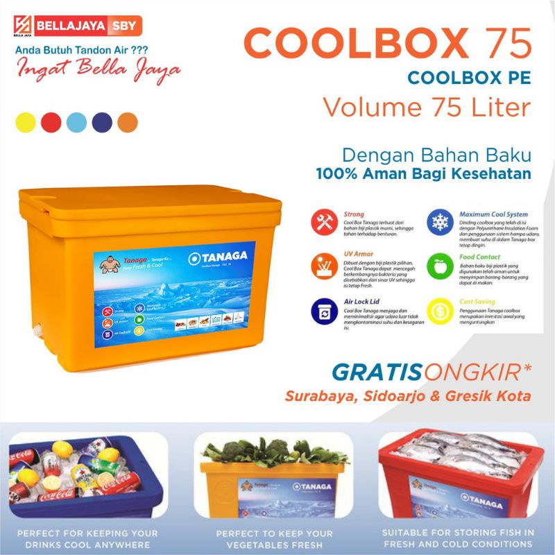 TANAGA PENDINGIN IKAN DAN DAGING COOL BOX ES COOLER BOX ICE UKURAN 75 LITER KUAT TAHAN LAMA MURAH