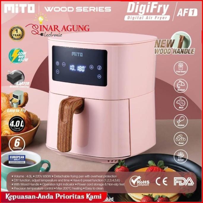 BISA COD MITO AIR FRYER WOOD SERIES AIR FRYER AF1 PINK - 100% ORI /PERALATAN MASAK SET/PANCI PRESTO/