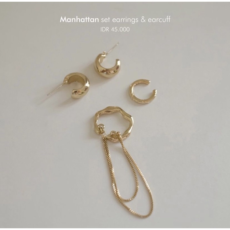 Ark.co - MANHATTAN set chain earrings earcuff anting cepit klip minimalis