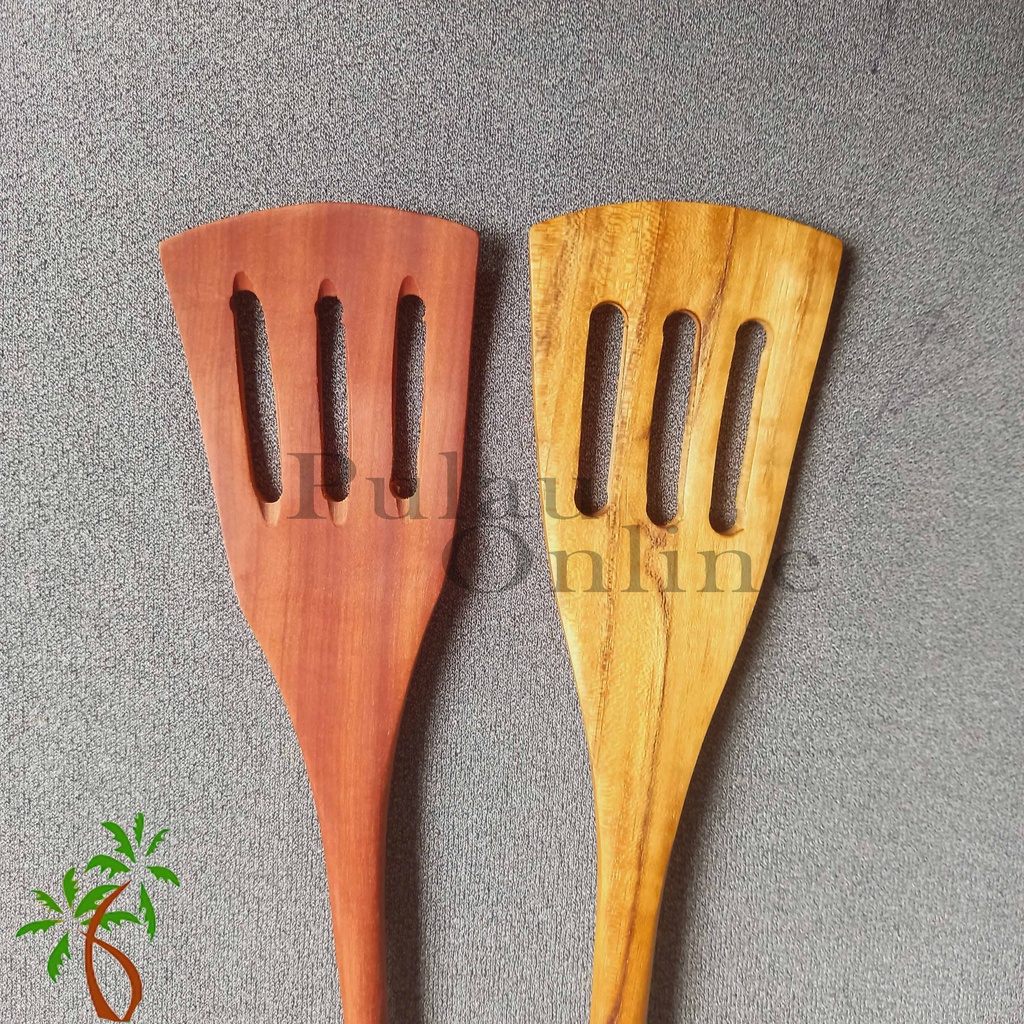 Spatula Kayu Lobang 3  35 cm - Sutil Kayu Goreng - Pulau Online