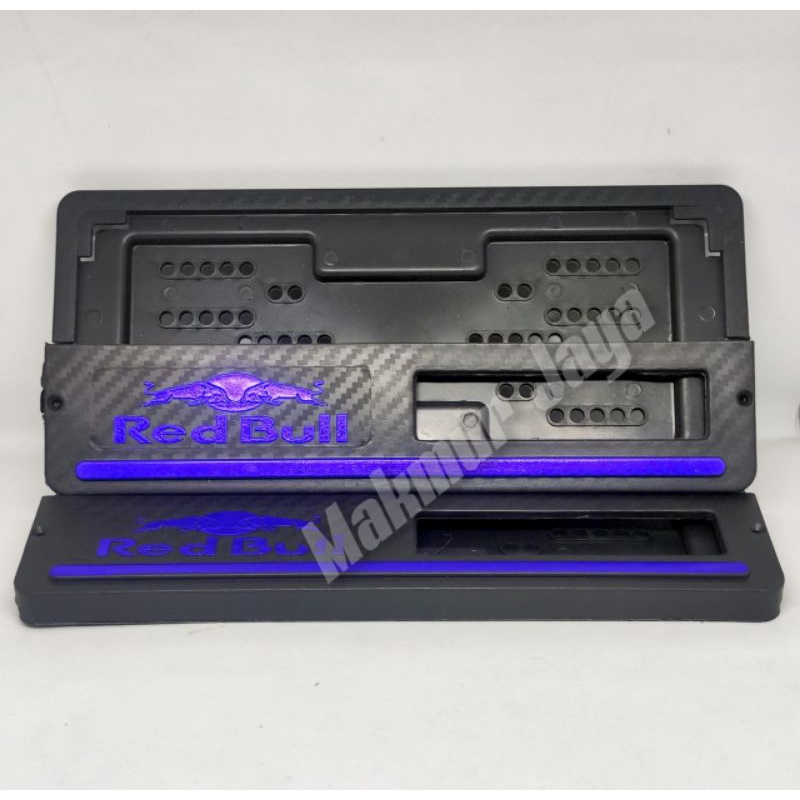 Cover Bingkai Plat Nomor Carbon Hologram Blue Dudukan Tatakan Plat Nomor Carbon Hologram Blue Universal All Motor Honda Yamaha Suzuki Kawasaki Dll