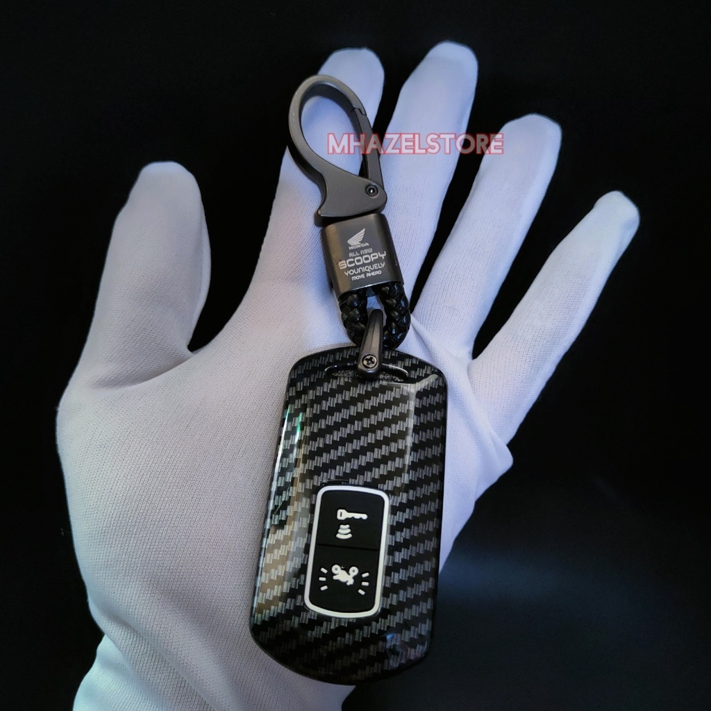 gantungan kunci sarung cover case casing motor honda new vario 150 NEW SCOOPY 2020 motif karbon carbon