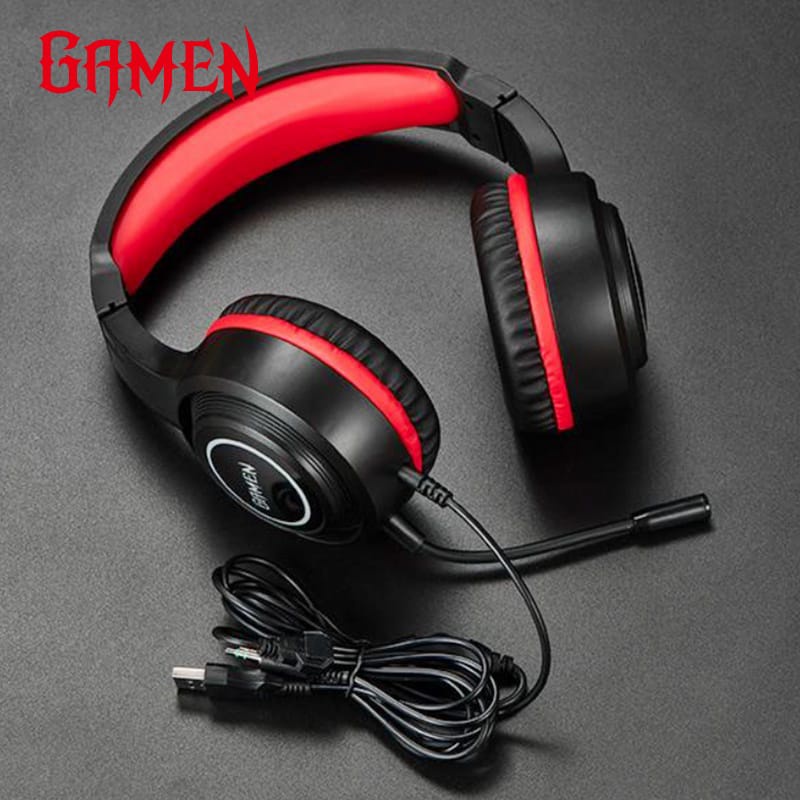 KHANZAACC GAMEN GH100 Headphone Gaming Black 3D Sound With Mic For PC / Handphone