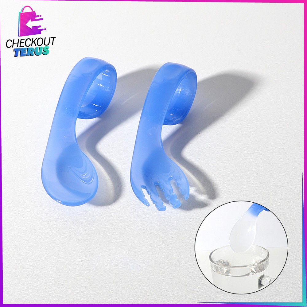 CT C706 Alat Makan Set MPASI Bayi Sendok Garpu Makan Bayi Sensor Suhu Panas Sendok Makan Bayi Sensor Panas
