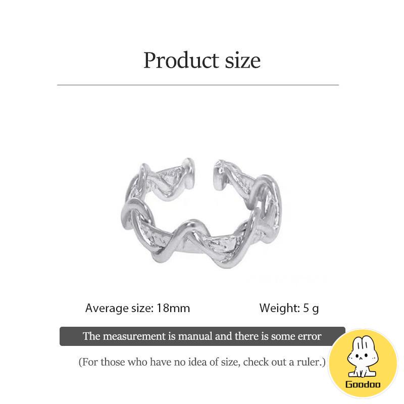 cincin Pembukaan bergelombang tidak teratur  cincin polos desain niche  cincin batu bulan yang modis dan indah -Doo