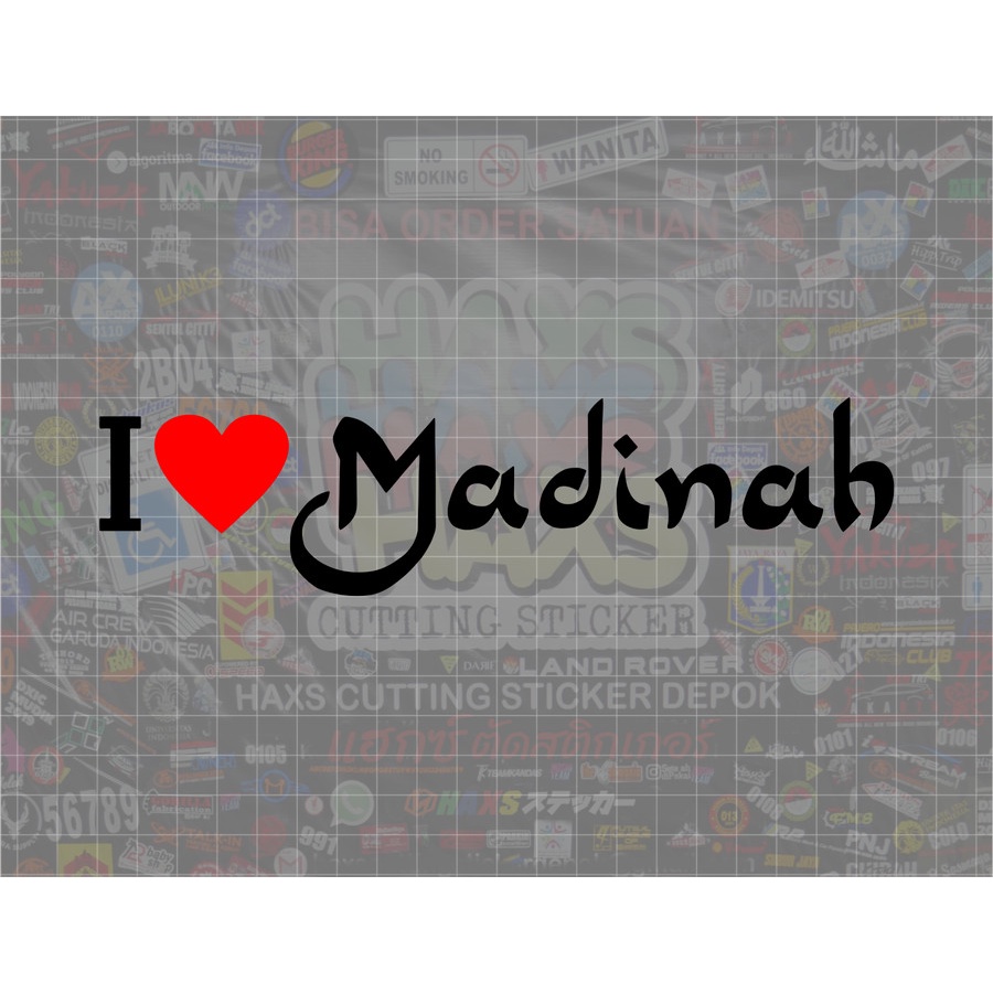 Cutting Sticker I Love Madinah Ukuran 20 Cm Untuk Mobil