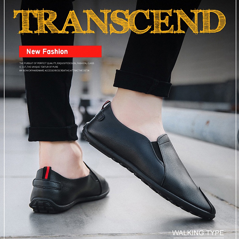 Sepatu Pria Slip on Casual Sepatu Kulit Hitam Formal Sepatu Kerja