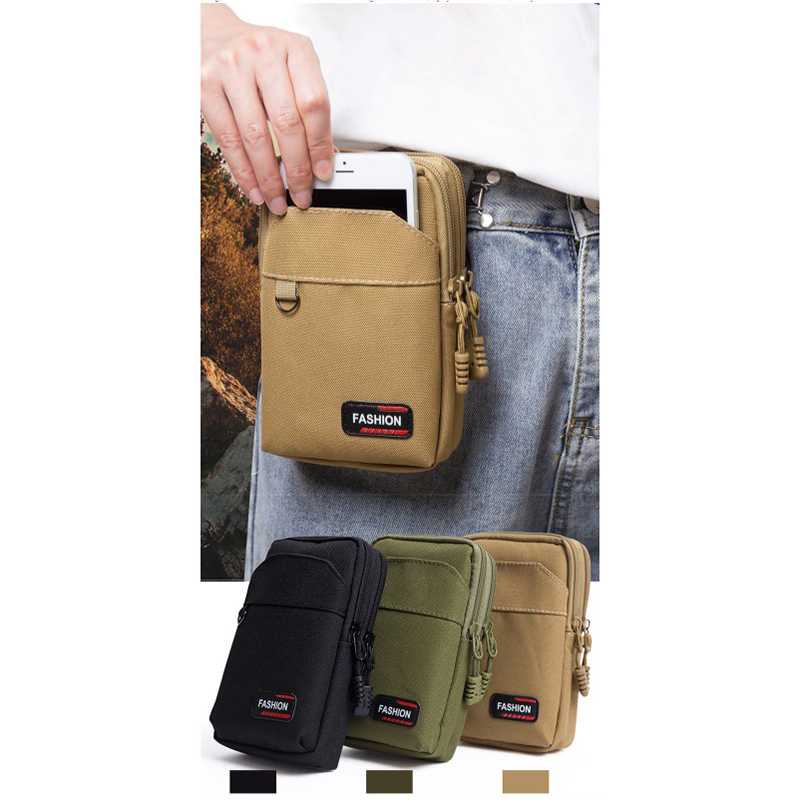 Molle Fashion Tas Pinggang Smartphone Pouch Double Layer